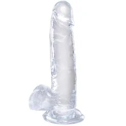 King-cock-clear-2-2-2 King Cock Durchsichtiger Dildo Mit Hoden 18 Cm Mit Saugnapf