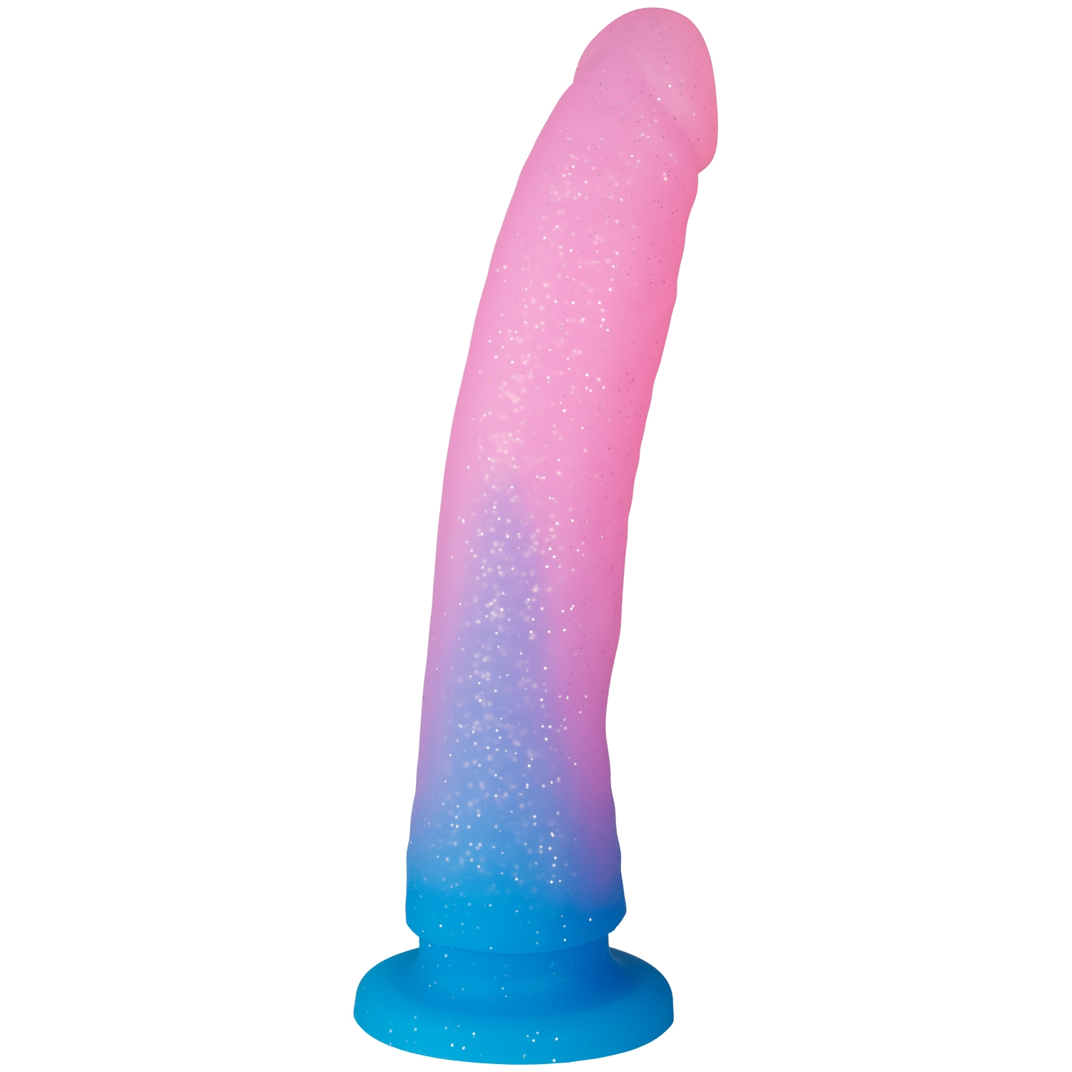 Baseks Gradient Glitter Dildo Groß Blau Mit Saugnapf 22,5 Cm
