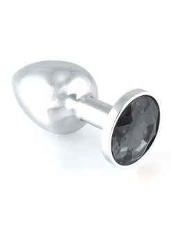 Rimba Edelstahl-Buttplug Mit Schwarzem Kristall (140g)