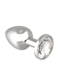Rimba Edelstahl-Buttplug Mit Klarem Kristall (75g)
