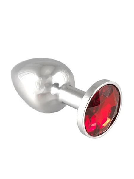 Rimba Edelstahl-Buttplug Mit Rotem Kristall (75g)