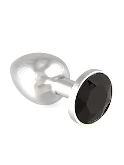 Rimba Edelstahl-Buttplug Mit Schwarzem Kristall (75g)