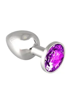 Rimba Edelstahl-Buttplug Mit Lila Kristall (75g)