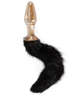 You2Toys Glas-Analplug Mit Schweif, Gold/schwarz