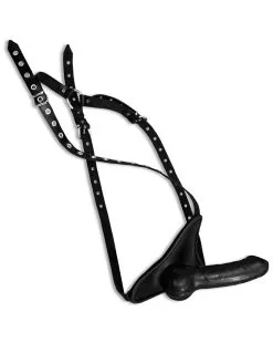 Xx-DreamsToys: Leder-Strap-On Mit Latex-Dildo, Schwarz