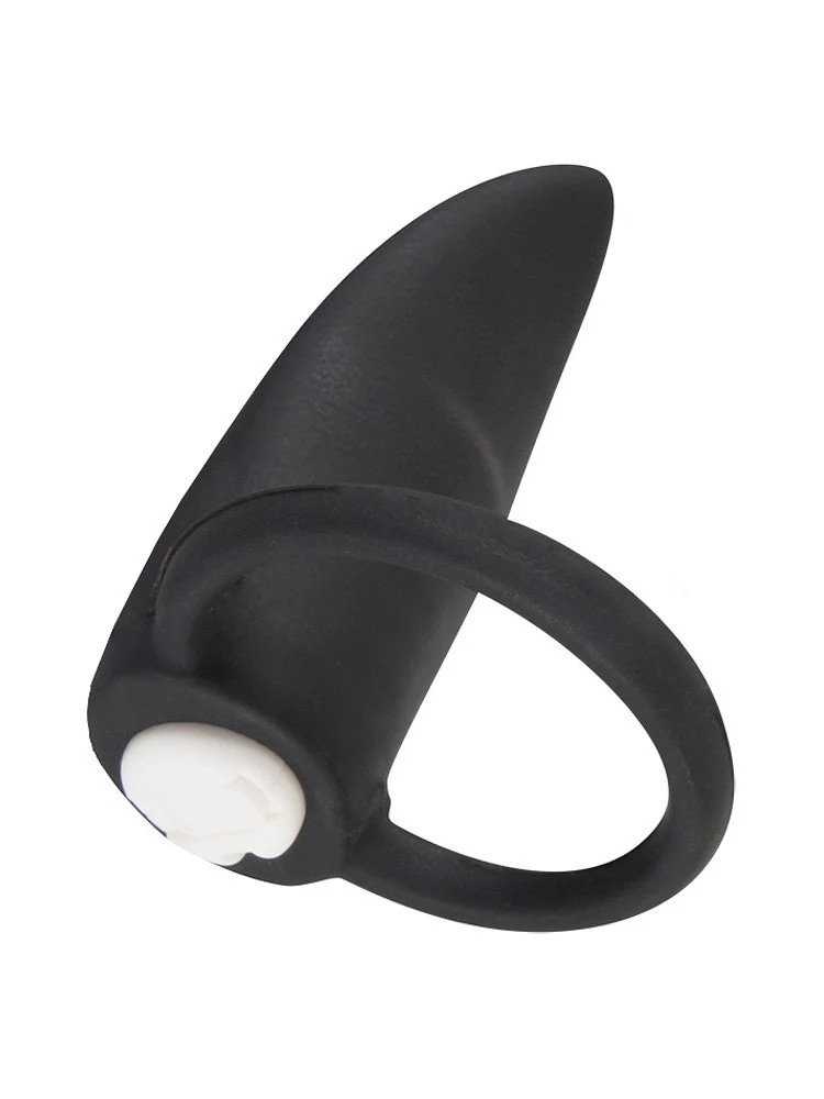 You2Toys Back Velvets: Fingervibrator/Penisring, Schwarz