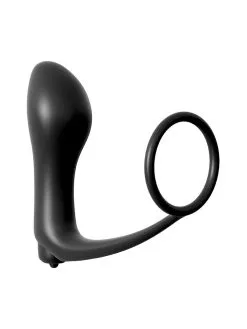 Anal Fantasy Ass-Gasm: Vibroplug Mit Penis-/Hodenring, Schwarz