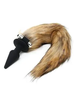 Rimba Silikon-Vibroplug Mit Fuchsschwanz, Schwarz