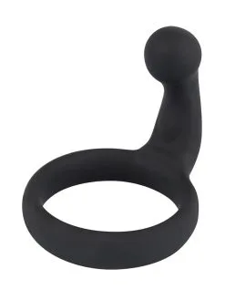 You2Toys Black Velvets Cock Ring: Penisring Mit Perineum-Stimulator, Schwarz