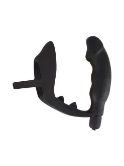 You2Toys Black Velvets: Penisring Mit Vibroplug, Schwarz