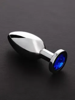 Triune Jeweled Butt Plug Blue: Edelstahl-Analplug Mit Kristall, Blau (M)