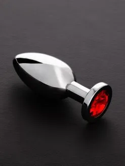 Triune Jeweled Butt Plug Red: Edelstahl-Analplug Mit Kristall, Rot (M)