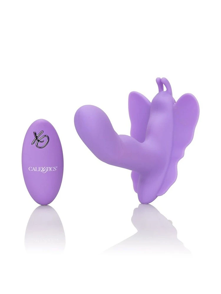 California Exotics Butterfly Remote Rocking Penis: Minivibrator Mit Klitorisreizer, Lila